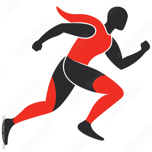 Superhero runner silhouette wearing cape sprinting with intense speed and heroic determination