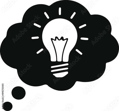 A creative thought bubble featuring a glowing light bulb symbolizing an idea or inspiration