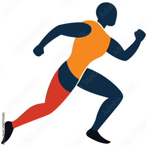 Athletic male runner silhouette sprinting fast forward showing dynamic motion and endurance