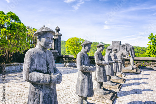 Принти на полотні Stone Mandarins and Royal Courtyard at Khai Dinh Imperial Tomb, a UNESCO site in