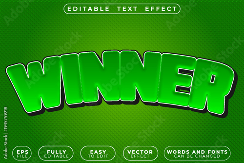  Winner Champion Trophy Victory Success Achievement Vector Fully Editable Smart Object Text Effect
