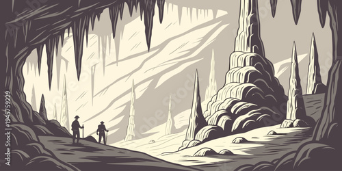 Carlsbad Caverns Giant Cave Cathedral Interior – Dramatic Underground Panorama of Massive Rock Formations, Stalactites, Stalagmites, and Majestic New Mexico Subterranean Landscapes