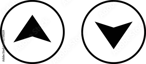 Contrasting geometric shapes of upward and downward triangles inside circles