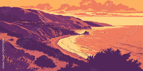 Malibu Dramatic Ocean Cliffs at Sunset – California Coastal Panorama with Golden‑Hour Pacific Views, Majestic Bluffs, and Scenic West Coast Seascape