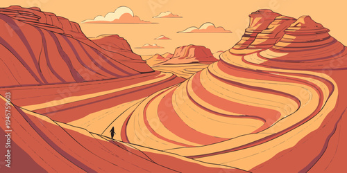 USA, US, U.S., United States – The Wave surreal desert rock patterns panorama, Arizona sandstone formation, colorful striped canyon landscape, iconic Southwest geological wonder travel destination