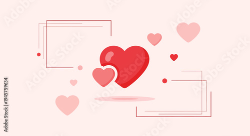 Red Heart Icon Set, Love Symbols, Valentine's Day Graphics, Romantic Design Elements