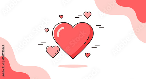 Red Heart Icon Set - Love, Valentine, Emotion, Romance, Simple Vector Graphics