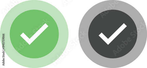 Two checkmark icons in contrasting green and dark gray color schemes