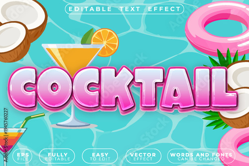  Cocktail Party Drink Vector Fully Editable Smart Object Text Effect