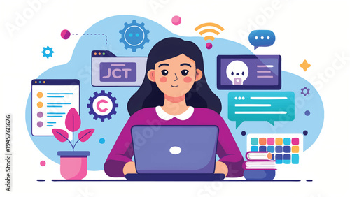 International Girls in ICT Day Women in Technology Digital Communication Online Learning.eps