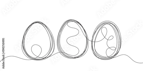 Abstract egg line art illustration, minimalist Easter egg continuous one line drawing on neutral background, modern egg poster design for branding, greeting card, banner, print, social media template