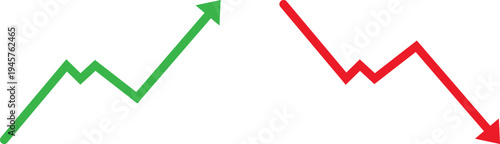 Contrasting upward and downward trend lines in a financial or performance chart