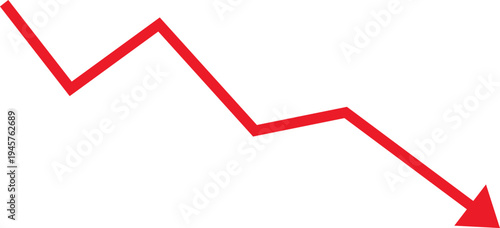 A red zigzag line graph showing a fluctuating downward trend ending sharply.