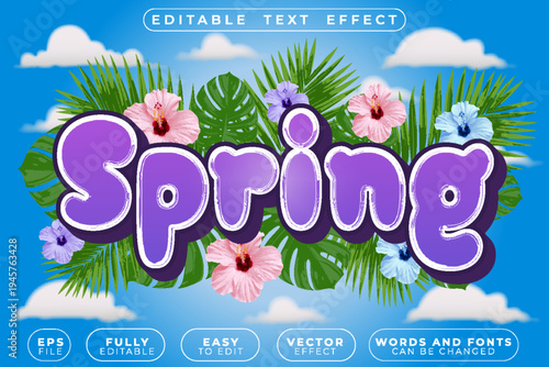  Spring Flower Bloom Vector Fully Editable Smart Object Text Effect
