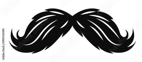 Cuadro en lienzo a black mustache with curly ends and white highlights transparent background