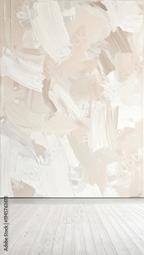Neutral Textured Wall With Abstract Brush Strokes And Light Wood Floor