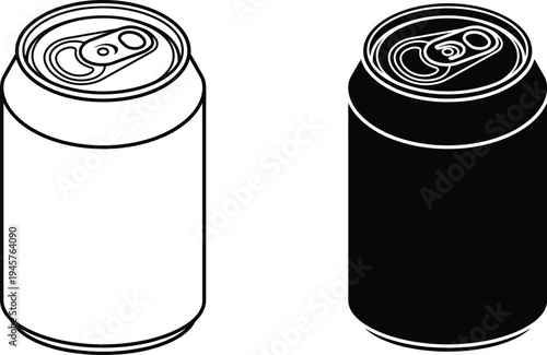 A simple line drawing of two soda cans in black and white