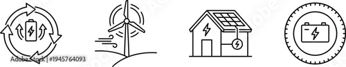 A set of eco-friendly energy icons for sustainable living and renewable power