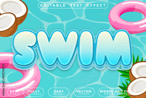  Swim Water Sport Vector Fully Editable Smart Object Text Effect