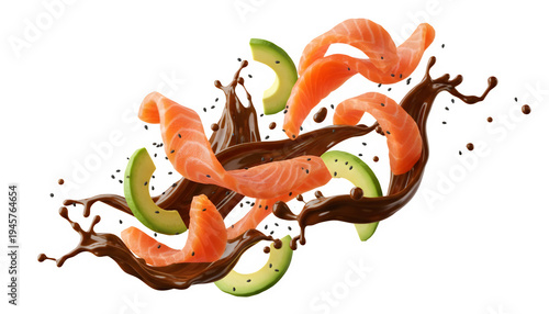 Intricate stylized illustration of a colorful abstract dragon or sea creature in motion