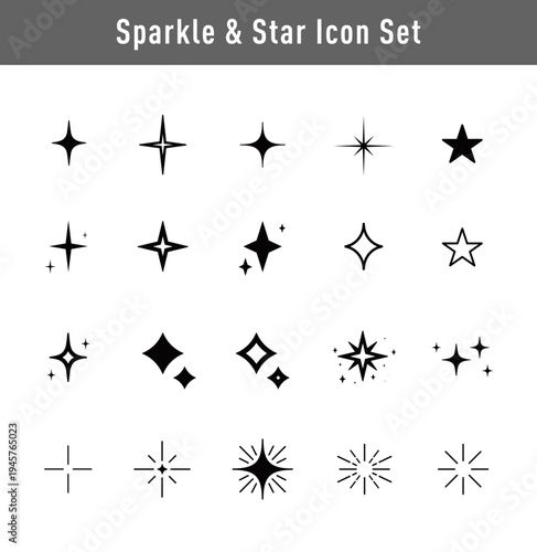 シンプル上品スパークルアイコンシリーズ – キラキラ・スパークル装飾アイコン20点セット