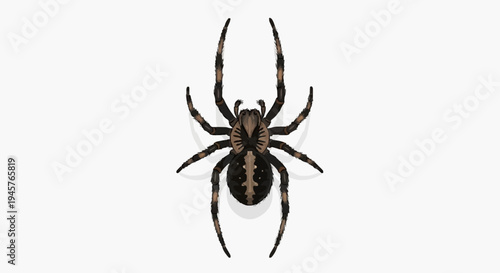 Illustration of a detailed spider with intricate markings and sharp legs against a clean white background, perfect for educational or informational content