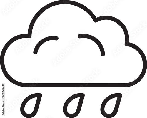 Minimal black and white cloud with raindrops weather