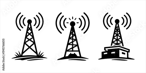 Iconic Radio Towers for Global Connectivity and Signal Transmission Network