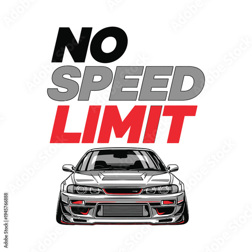 Speed limit sign with a car and no speed limit text tshirt design