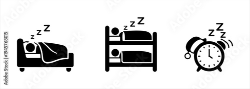 Essential Sleep and Bedtime Icons for Restful Nights and Morning Alarm Concepts