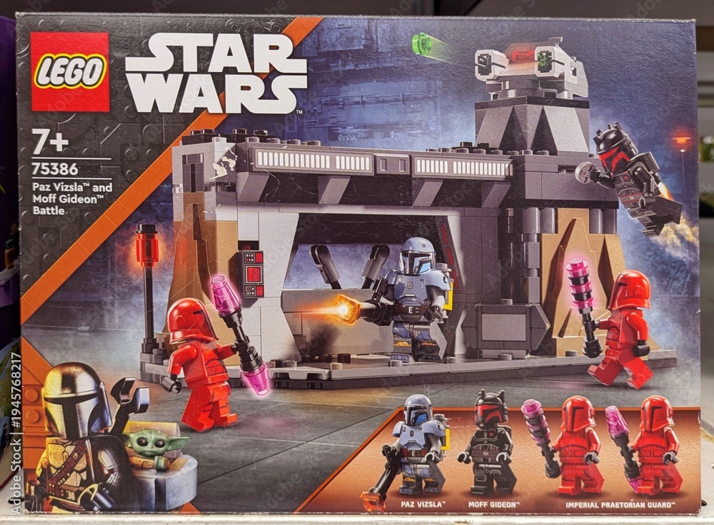 Naklejka premium Caja con juguete Lego de Star Wars en una tienda Carrefour, Madrid, España, 17 de febrero de 2026
