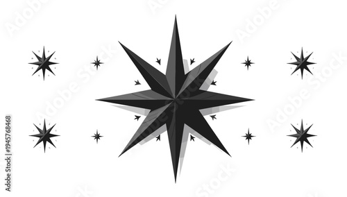 A sleek black compass star graphic with a modern design, conveying direction and navigation.