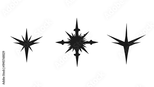 A bold, black starburst shape on a white background, conveying energy and dynamism, ideal for use in designs needing a striking visual element.