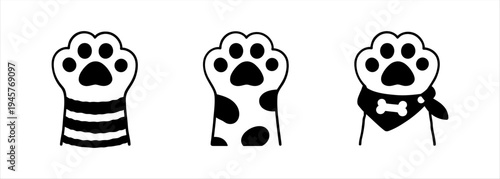 Adorable Cartoon Cat Paws Collection Showcasing Diverse Patterns and Styles