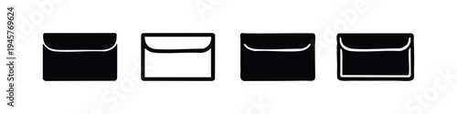 Hand-drawn Envelope Flap and Pocket Icon Set. Minimalist Document and Communication Symbols.