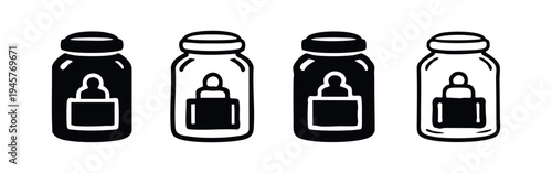 Hand Drawn Voting Booth Icon Set - Doodle Style Ballot Box with Voter Illustrations in Black and White