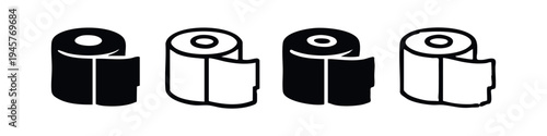 Hand Drawn Toilet Paper Roll Icon Set - Doodle Style Bathroom Tissue and Paper Roll Vector Illustrations