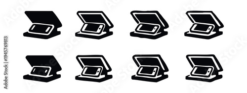 Smartphone Docking Station Icons Set, Mobile Phone Stand Charger Vector Collection