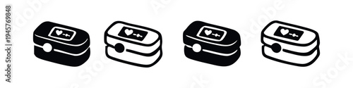 Pulse Oximeter Medical Device Icons Set, Hand Drawn Oxygen Saturation Monitor Vector