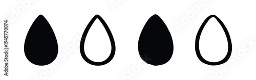 Black Teardrop and Seed Shapes Icon Set