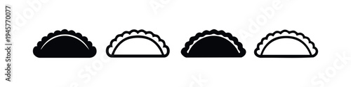 Traditional Dumpling and Empanada Icon Set