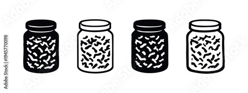 Black Jar with Sprinkles Icon Set
