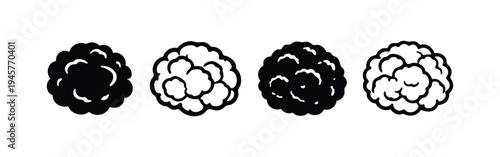 Hand-Drawn Cauliflower and Broccoli Icons Set. Doodle Style Vegetable Vector Graphics Collection.