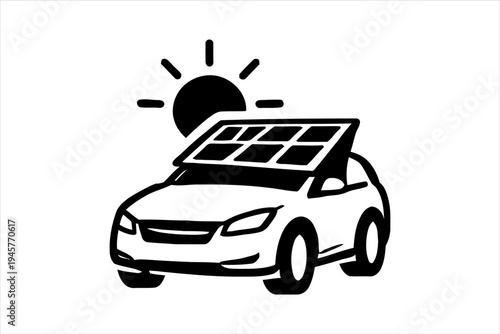 Sustainable transportation car with roof-mounted solar panels for green energy