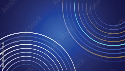 Blue Neon Circular Waves Abstract Technology Background
