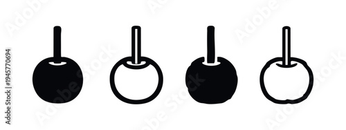 Collection of Olive or Plum Icons, Simple Black and White Vector Symbols for Food and Ingredients