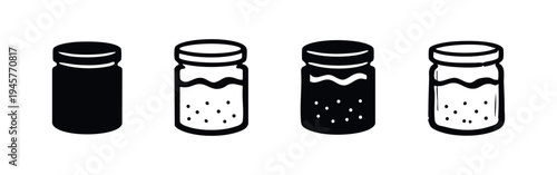 Minimalist Spice Jar and Bottle Icons Set for Kitchen and Food Concepts