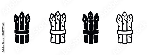 Asparagus Icon Set - Fresh Organic Green Vegetable Bundle Vector