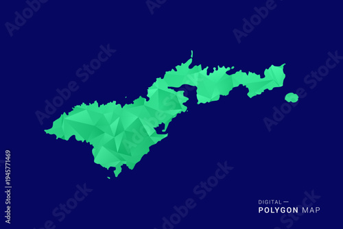 American Samoa Map - low poly polygon vector, geometric triangulated silhouette in green and blue tones, clean modern style, isolated background for infographic use.