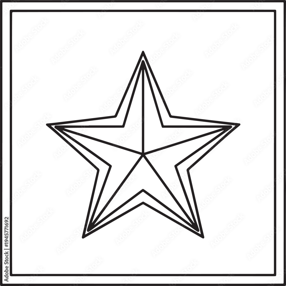 Obraz premium Minimal black and white star rating symbol with double outline